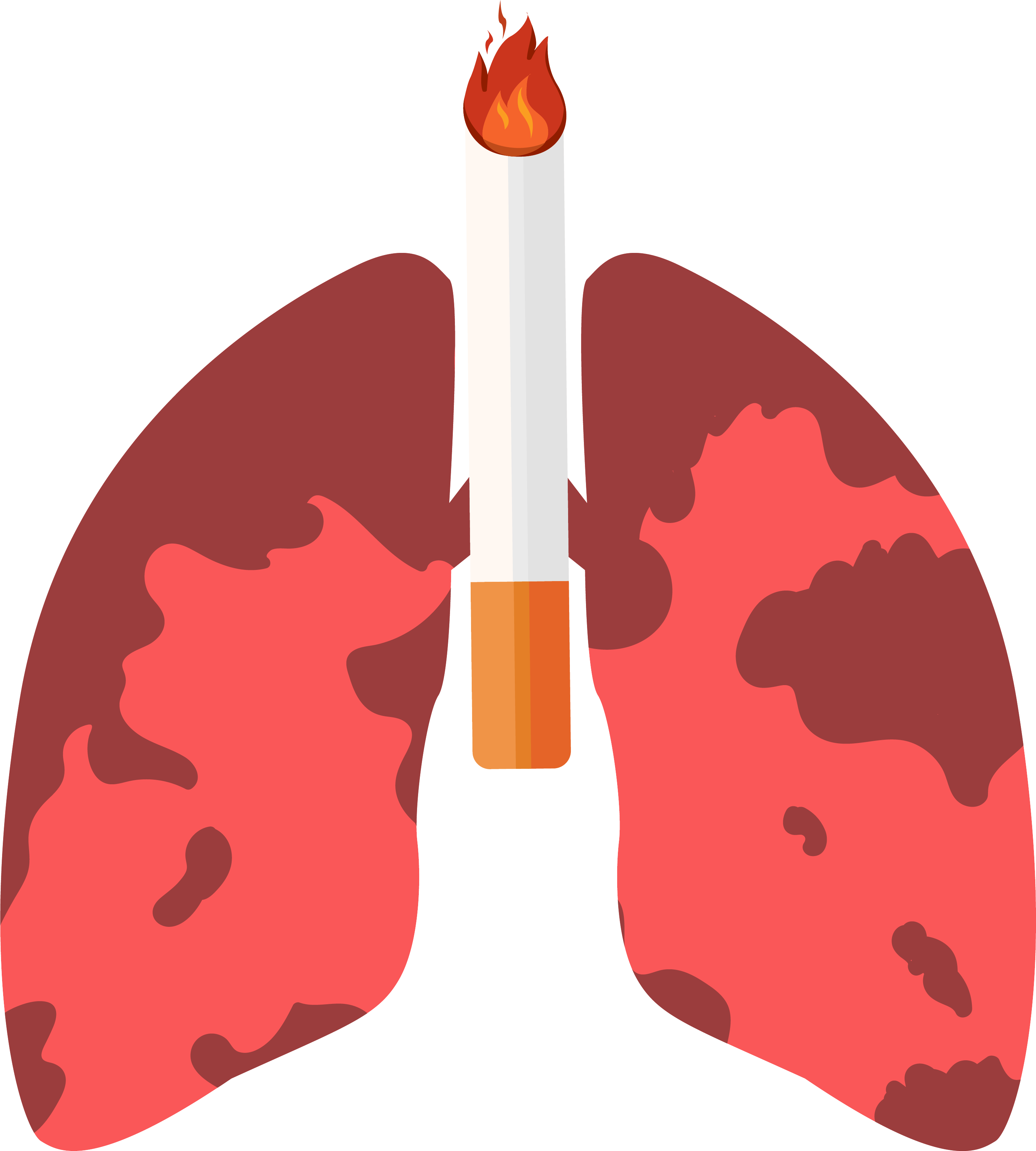 手绘红色吸烟者的肺透明底图片素材