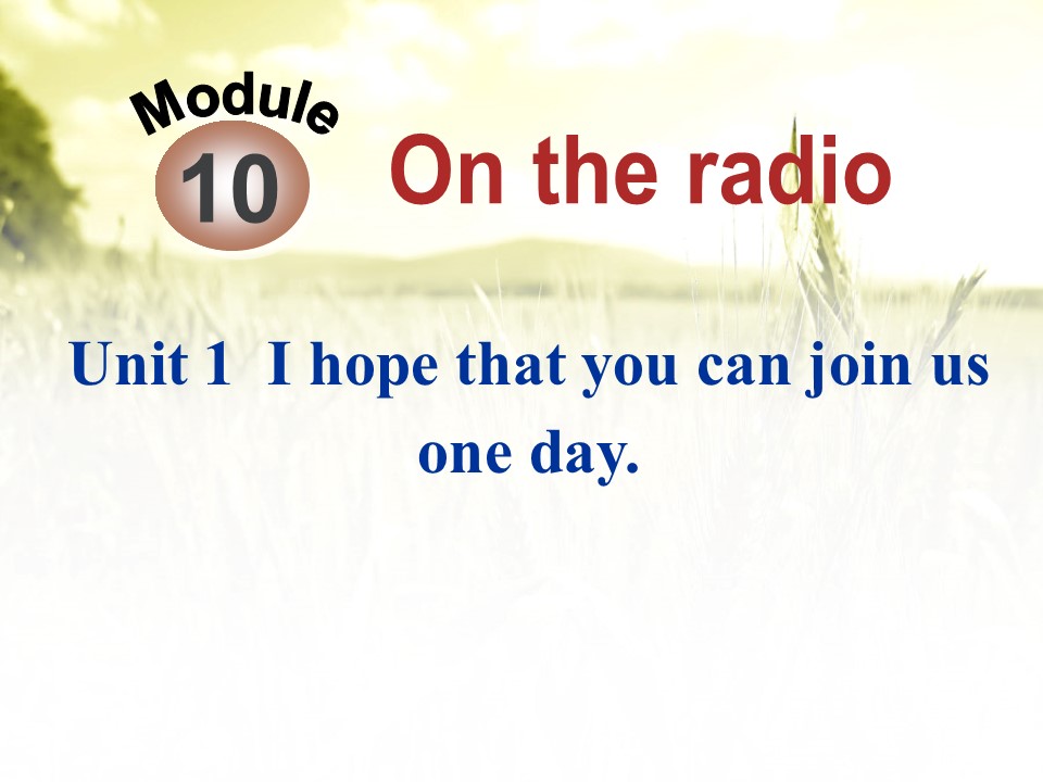 《I hope that you can join us one day》On the radio PPT课件