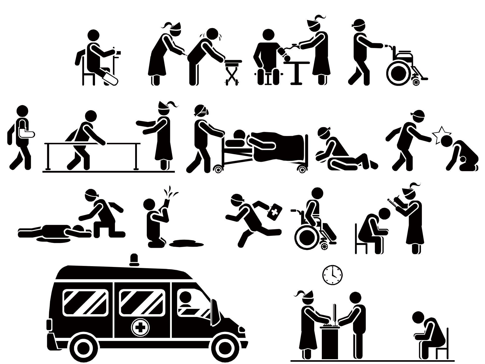 医院剪影图标 向量例证. 插画 包括有 办公室, 军医, 帮助, 医学, 要素, 医务人员, 关心, 医院 - 159532496