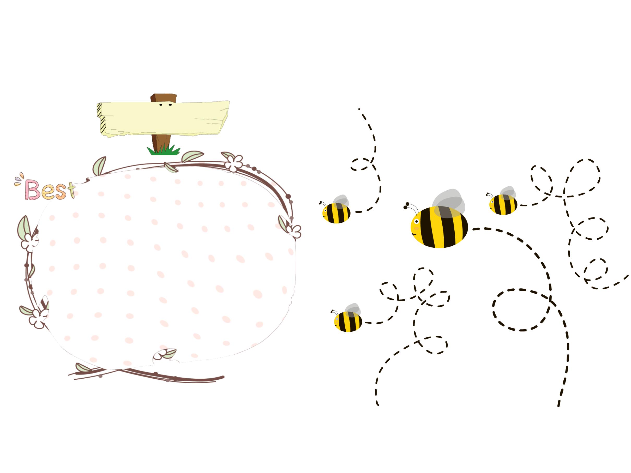 卡通小蜜蜂文本框PPT素材