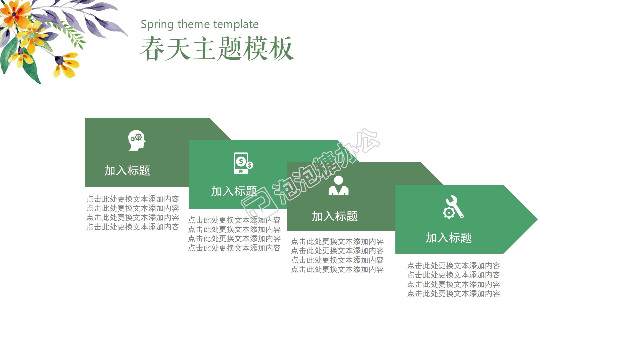 绿色小清新春季工作计划PPT模板