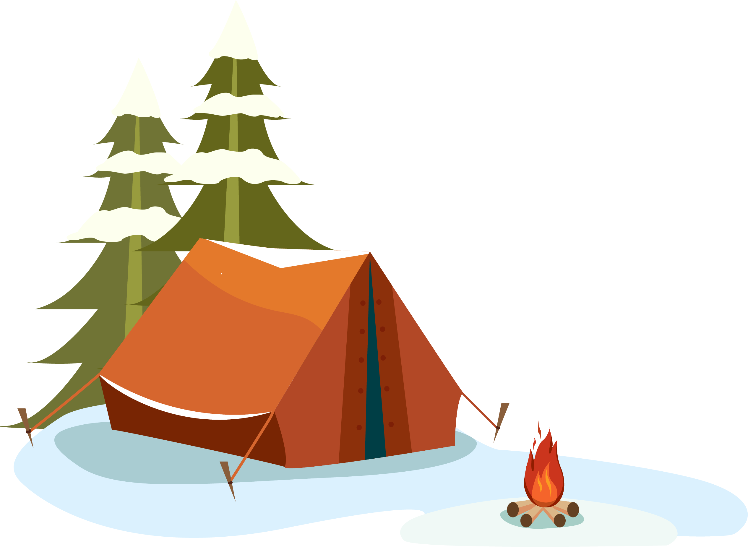 插画手绘冬令营帐篷透明底图片素材