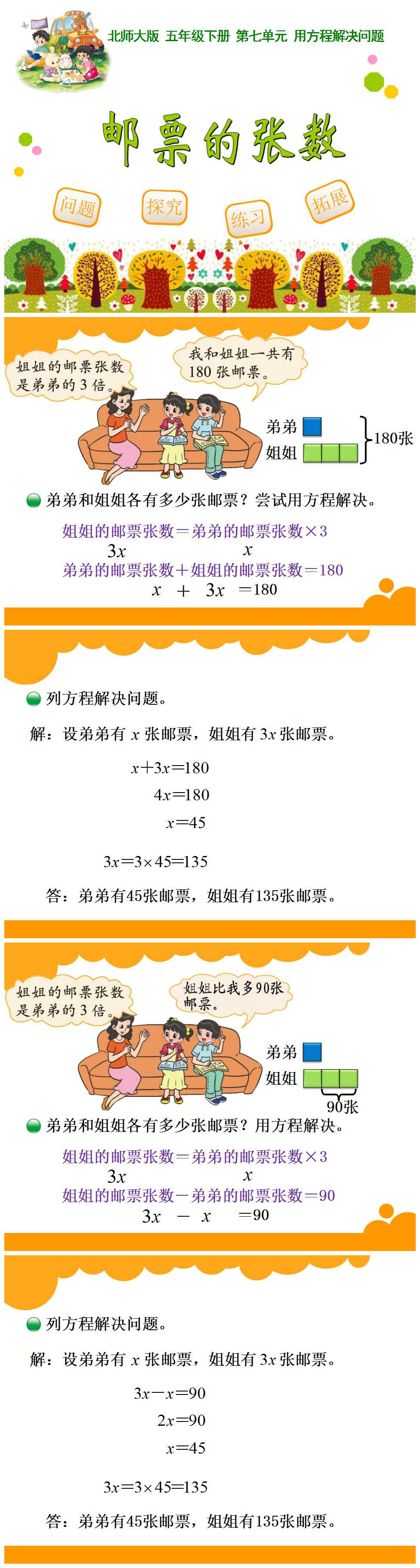 《邮票的张数》用方程解决问题PPT课件2