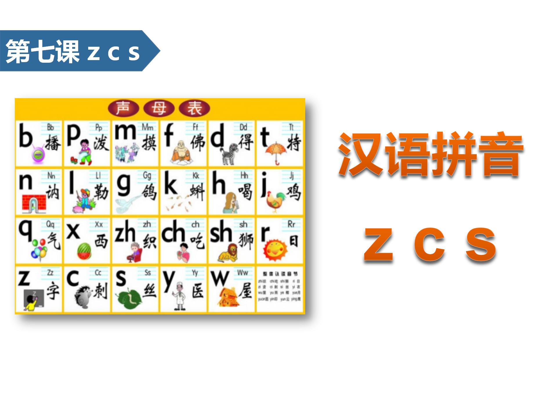 小学语文课件《zcs》汉语拼音PPT模板