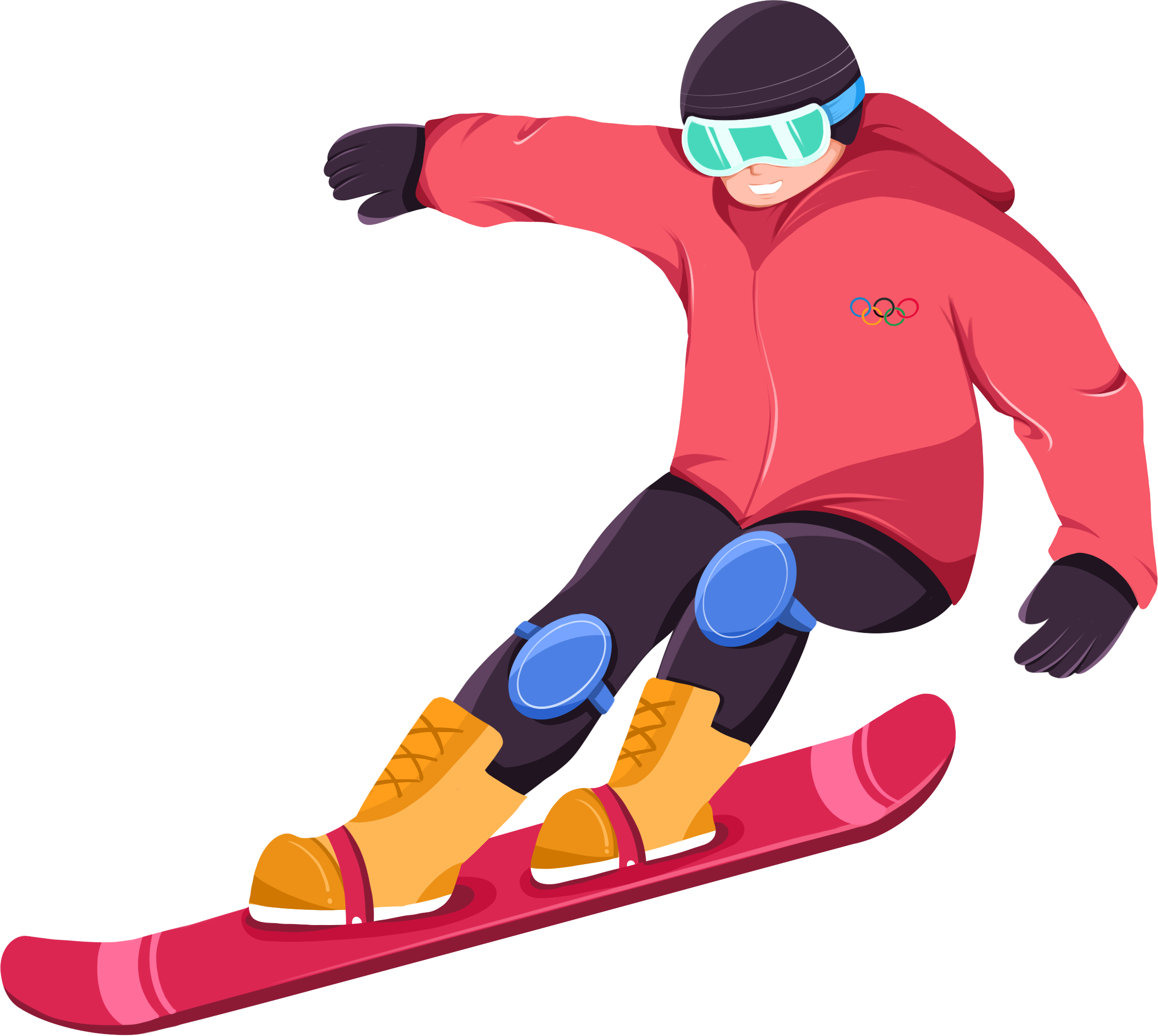 2022年北京冬奥会单板滑雪运动员手绘矢量图