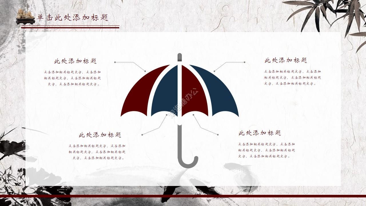 2022传统淡雅古典中国风水墨画PPT模板