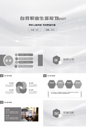 高級(jí)灰自我職業(yè)生涯規(guī)劃ppt模板