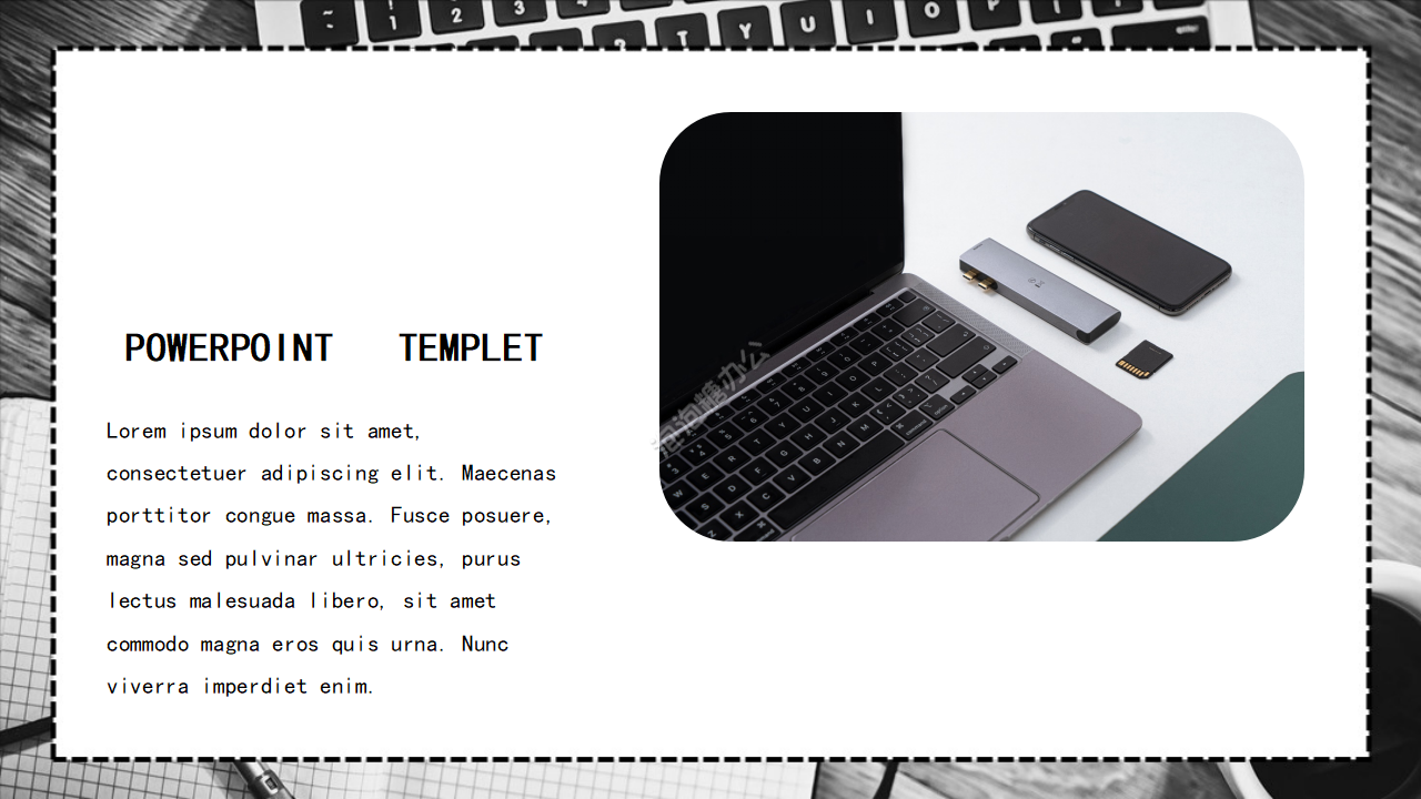 黑色键盘半透明背景PPT模板